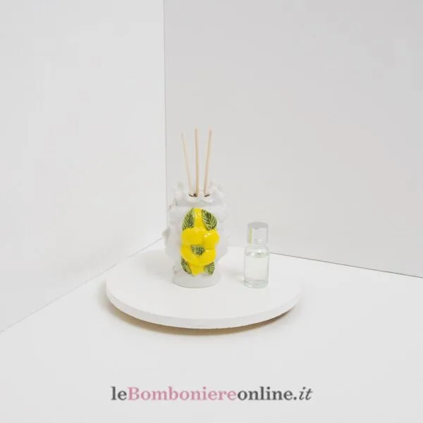 profumatore testa di moro in porcellana doppia faccia decoro limoni Claraluna