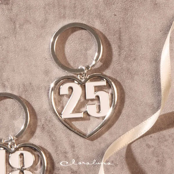 Portachiavi cuore con 25 silver Claraluna
