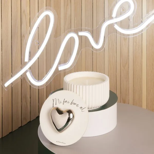 Scatola con cuore silver + candela Claraluna 24115CAND