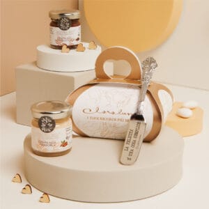 Crema nocciola 40g + crema mandorla 40g con coltellino Claraluna 25089C