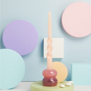 Candelabro piccolo rosa viola con candela Claraluna 25157C