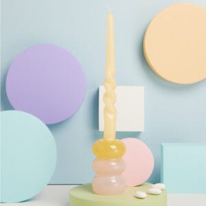 Candelabro grande rosa giallo con candela Claraluna 25166C