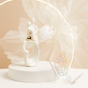 coppia-sposi-porcellana-cuore-oro-rosa-claraluna-25203 Coppia sposi in porcellana con cuore oro rosa Claraluna 25203