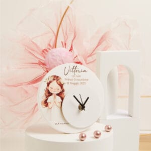 Orologio in legno con bimba Prima Comunione Claraluna 25367