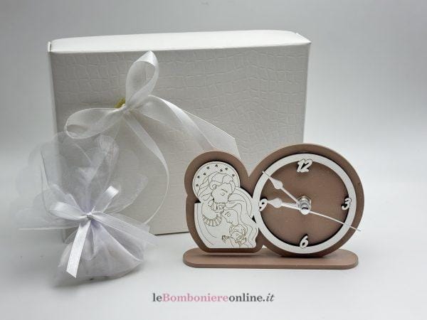 Orologio in legno con simbolo Sacra Famiglia Mariella Martini CR5087