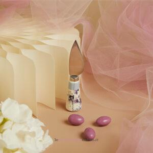 Coltellino formaggio decoro floreale lilla Claraluna 26007