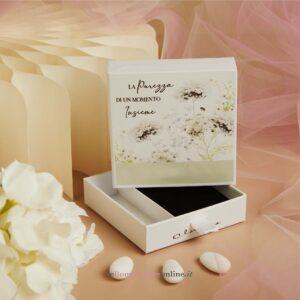 Scatola portaconfetti decoro fiori verdi Claraluna 26026