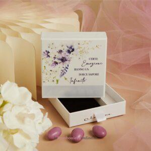 Scatola portaconfetti decoro fiori lilla Claraluna 26028