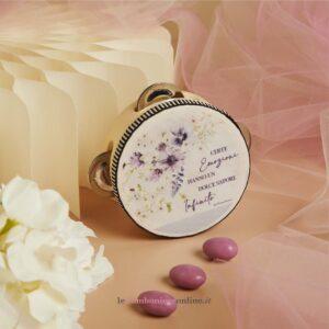 Tamburello decoro fiori lilla Claraluna 26029-LILLA