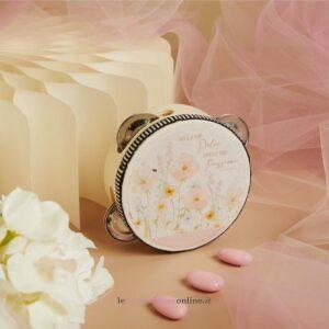 Tamburello decoro fiori rosa Claraluna 26029-ROSA