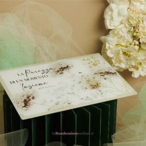 Tagliere in vetro decoro floreale verde Claraluna 26032