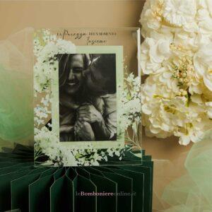 Portafoto decoro floreale verde Claraluna 26033