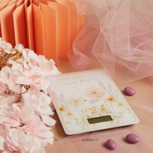 Bilancia in vetro decoro floreale rosa Claraluna 26034