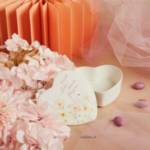 Scatola cuore in porcellana decoro floreale rosa Claraluna 26039