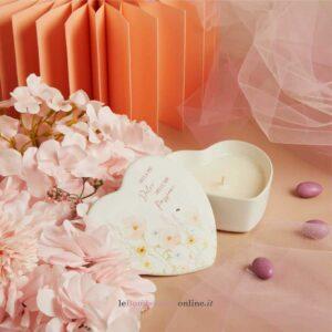 Scatola cuore in porcellana con candela Claraluna 26039-CAND