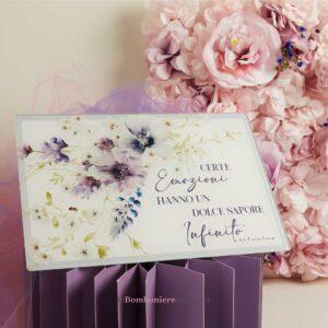 Tagliere in vetro decoro floreale lilla Claraluna 26042