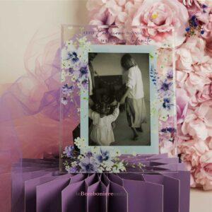 Portafoto in vetro decoro floreale lilla Claraluna 26043