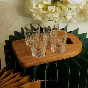 Vassoio acacia con 4 bicchierini Claraluna 26065
