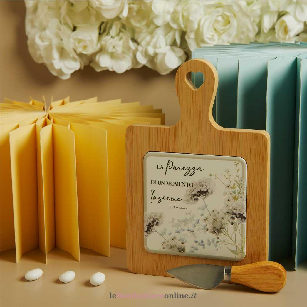 tagliere-bamboo-decoro-floreale-verde-coltellino-claraluna-26083-C Tagliere bamboo decoro floreale verde con coltellino Claraluna 26083-C