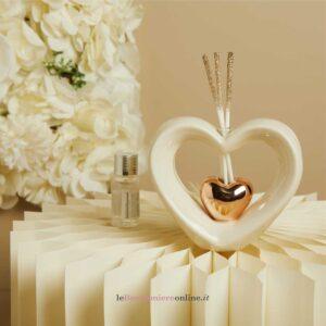 Diffusore cuore porcellana con cuore oro rosa Claraluna 26111