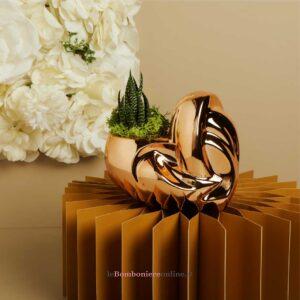 Vaso porcellana oro rosa con piantina Claraluna26134