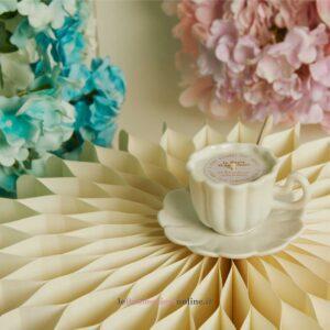 Candela in tazza con piattino porcellana bianca Claraluna 26224