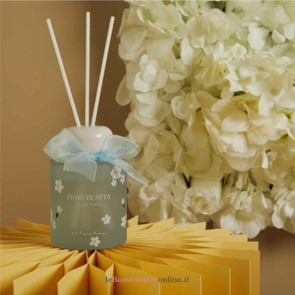 Diffusore azzurro decoro fiori con essenza 120ML Claraluna 26246