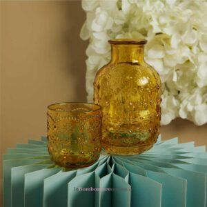 Caraffa con bicchiere in vetro giallo Claraluna 26253