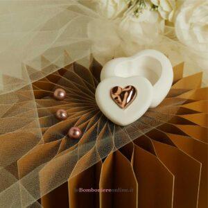 Scatolina cuore con applicazione oro rosa Claraluna 26291