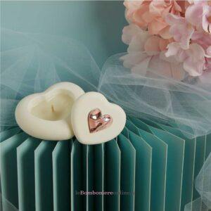 Scatolina cuore con candela e applicazione rosa Claraluna 26294CAND