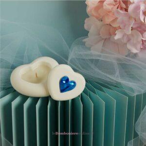 Scatolina cuore con candela e applicazione azzurra Claraluna 26295CAND