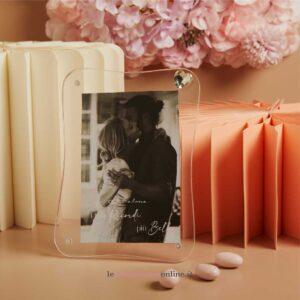 Portafoto ondulato bianco con cuore Claraluna 26314