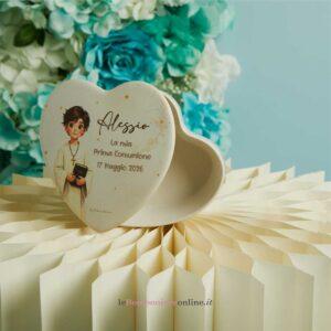 Scatola cuore in porcellana Comunione maschio Claraluna 26364