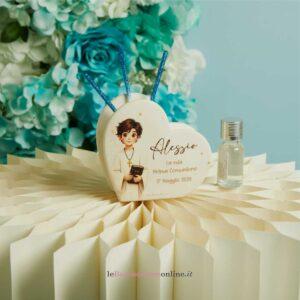 Diffusore cuore porcellana Comunione maschio Claraluna 26367