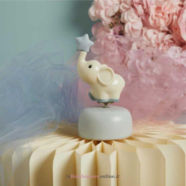 Carillon con elefantino azzurro in porcellana Claraluna 26386