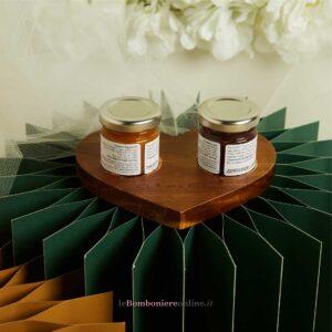 Vassoio cuore in acacia con marmellata Claraluna 26501