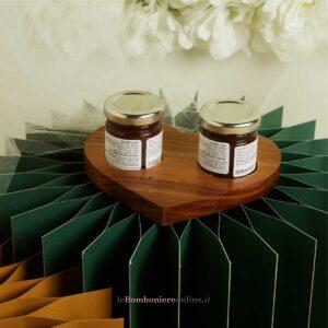 Vassoio cuore in acacia con marmellate Claraluna 26503