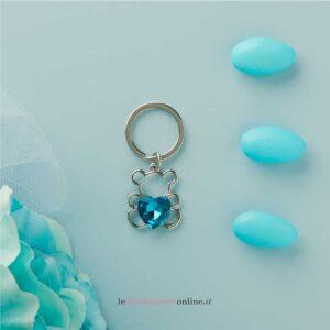 Portachiavi silver con orso con cuore blu Claraluna 26731