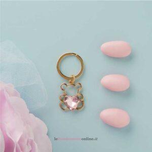 Portachiavi oro con orso con cuore rosa Claraluna 26732