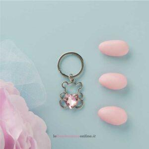 Portachiavi silver orso con cuore rosa Claraluna 26733