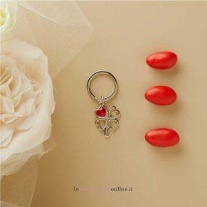 Portachiavi silver con cuore rosso Claraluna 26737