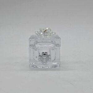 Scatola in cristallo con fiore e applicazione Comunione Morena design D8776