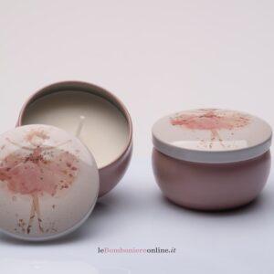 Scatola latta con candela ballerina Cuorematto D9223