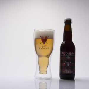 Bicchiere Birra c/Bottiglia Vetro Amici di Cuorematto DA364