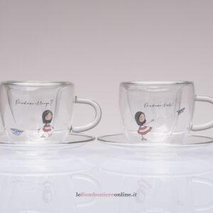 Set 2 tazzine caffè in vetro borosilicato Cuorematto DC003